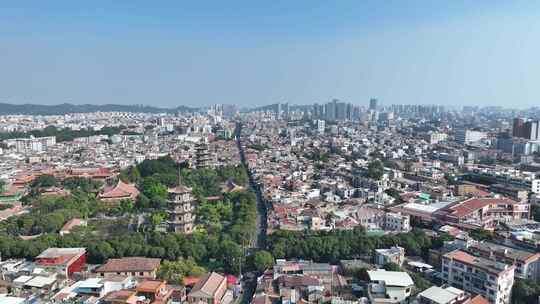 泉州开元寺航拍鲤城区大景泉州东西塔风景