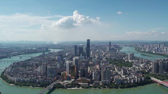 航拍广西柳州城市景观全景 4k