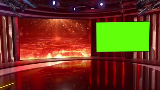3D虚拟直播间新闻演播室三维主持人解说场景