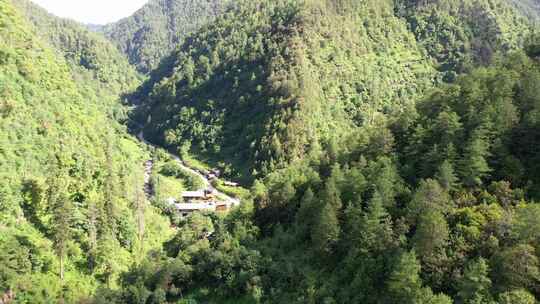 森林高山溪水河流树林雨林岩石湖泊航拍