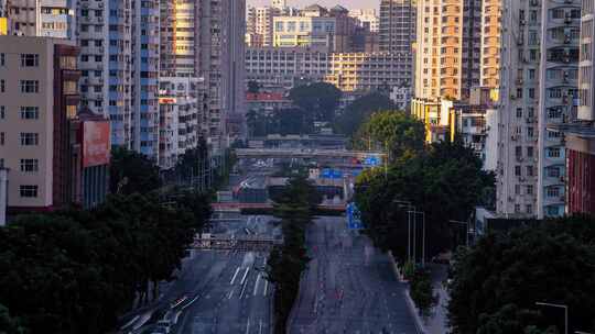 广州天河_道路车流_航拍延时_车流不息