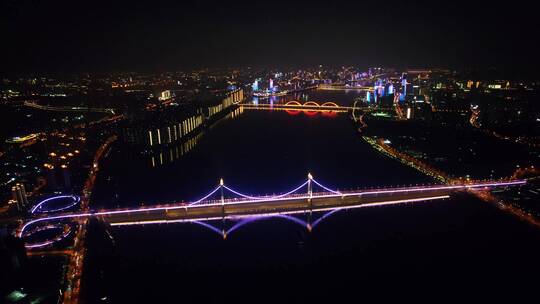 长沙湘江两岸星城万家灯火城市夜景