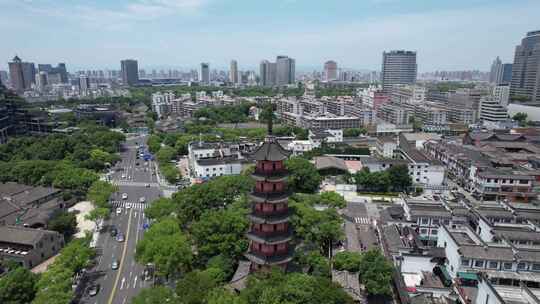 浙江宁波天封塔地标建筑航拍