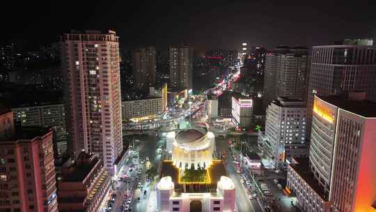 甘肃兰州西关清真大寺夜景航拍