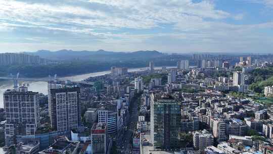 航拍四川泸州大景泸州城市建设