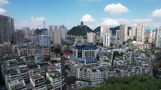 贵州贵阳城市大景蓝天白云航拍