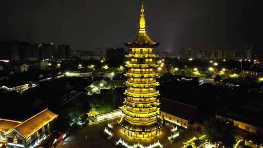 江苏淮安城市夜景灯光交通航拍