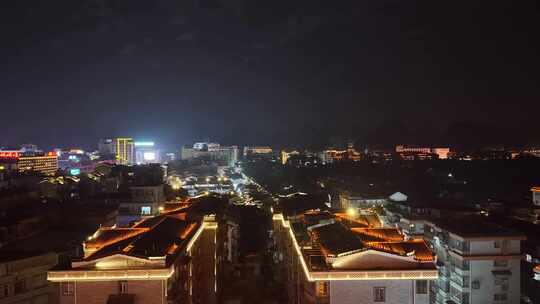 广西桂林夜景桂林逍遥楼夜景航拍