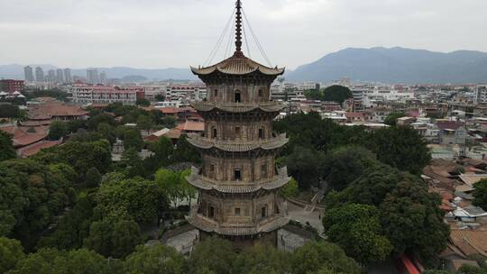 大气 航拍 福建 泉州 西街 东西塔 开元寺