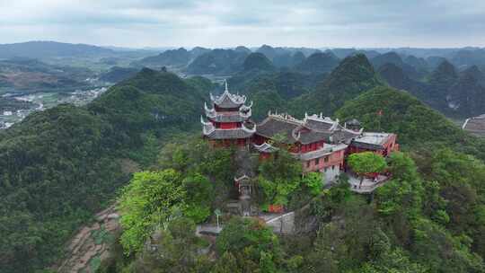 贵州安顺市云峰屯堡风云鹫峰云鹫寺航拍风光