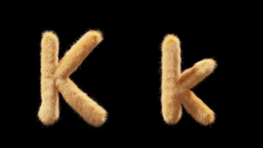 大写和小写Chick羊毛字母K的3D动画视频素材模板下载