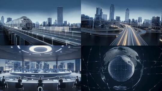 AI人工智能 虚拟城市穿梭 万物互联视频素材模板下载