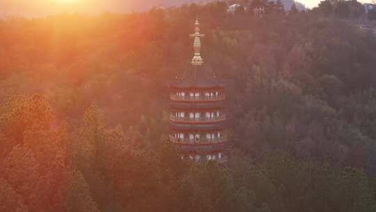 新昌大佛寺栖光禅寺万佛塔宝塔航拍视频素材模板下载