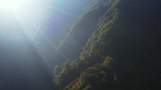 航拍秦岭山脉秋季风景云海