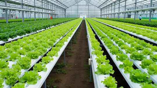 温室大棚内蔬菜种植场景