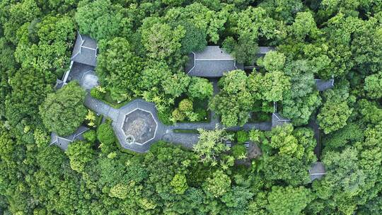 航拍上海历史遗迹天马山佛塔