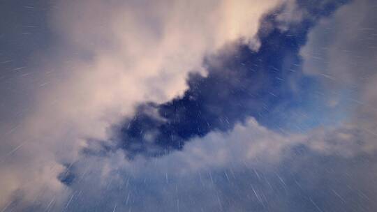 仰拍天空落下的雨滴