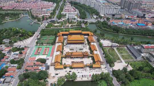 山东聊城护国寺历史古建筑航拍