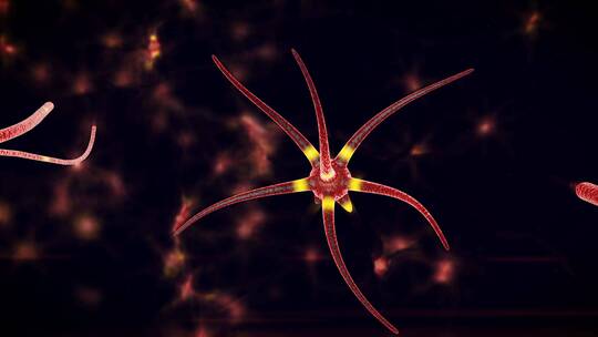 神经元通过触手看紫色管视频素材模板下载