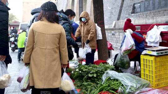 清晨 早市 买菜 逛市场视频素材模板下载