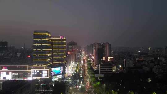 航拍湛江城市夜景