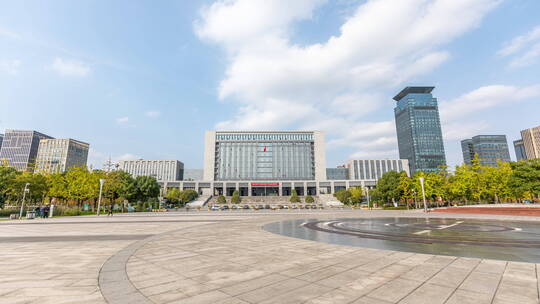 宁波镇海区政府市民广场大范围延时1031视频素材模板下载