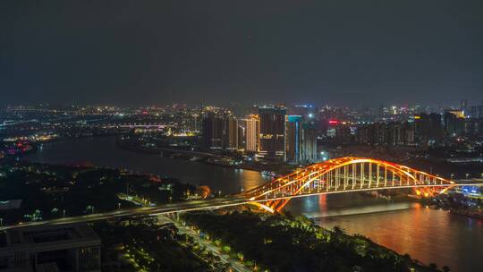 佛山三龙湾东平河东平大桥夜景延时视频素材模板下载