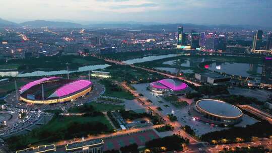 义乌市体育场夜景航拍