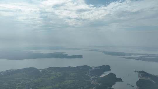 鄱阳湖航拍湖泊湿地公园逆光湖面太阳光湖水