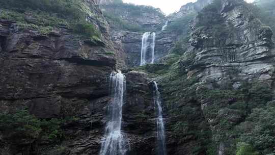 山水航拍庐山瀑布三叠泉高山流水山自然风景