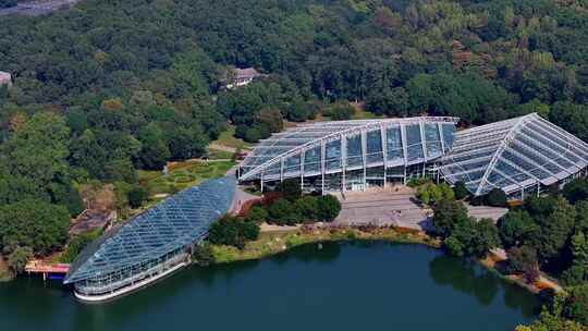 航拍南京玄武湖和南京植物园