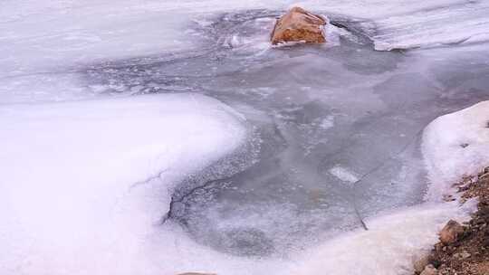 河流冰雪融化景象