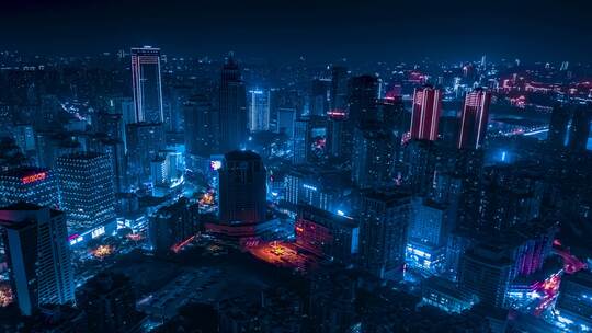 4K重庆南岸区航拍城市赛博朋克延时摄影