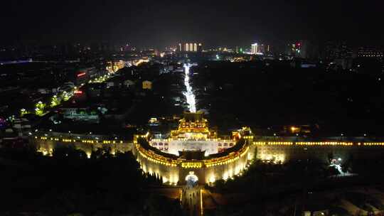 河南洛阳城市夜景交通航拍