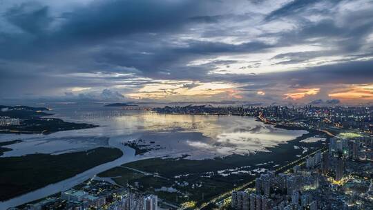 深圳南山区深圳湾日落视频素材模板下载