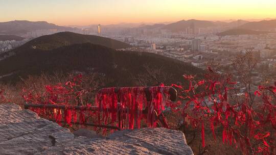 济南千佛山山顶日落、夕阳视频素材模板下载