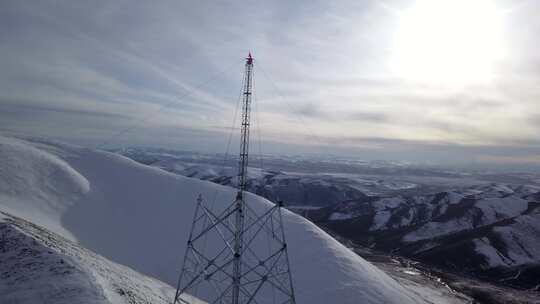 4K西藏5200雪山顶特高压立塔建设14