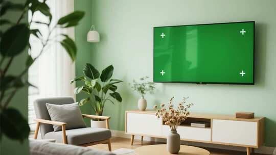 客厅绿幕电视场景