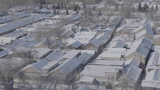 北方农村冬天 农村冬天 屋顶积雪视频素材模板下载