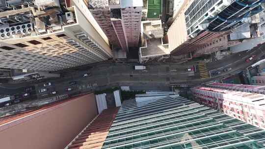 俯拍香港街道交通