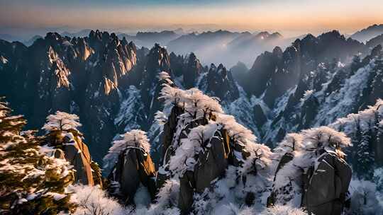 冬天 下雪 雪松 雪景