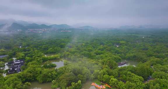 杭州西溪湿地夏天云雾风光