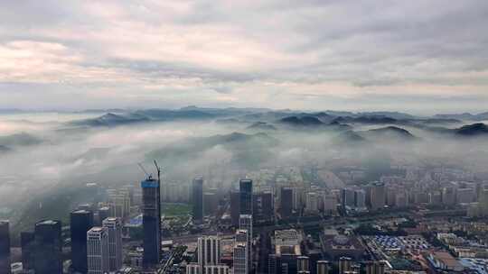 城市台风雨天济南