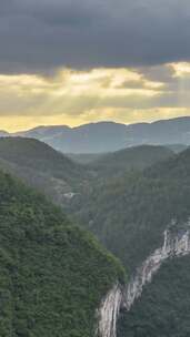 高清竖屏延时航拍湖北恩施大峡谷清晨