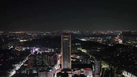 东莞虎门夜景航拍虎门镇夜景城市建筑风光