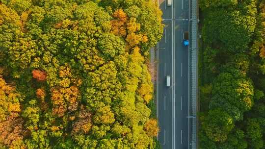 高速公路上行驶的车辆俯视图