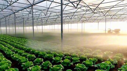 温室大棚内蔬菜种植场景