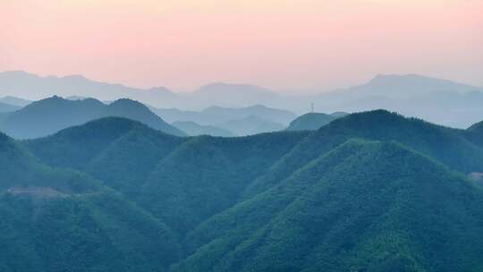 航拍浙江山区竹山竹林竹海唯美日落