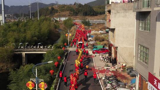 航拍乡村请林公民俗文化活动