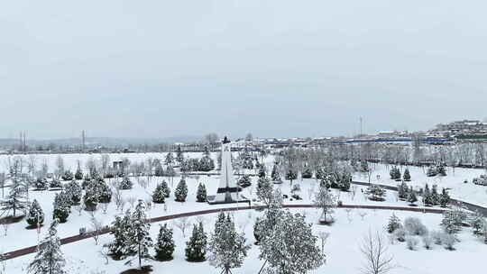 【合集】航拍晋城法治公园雪景